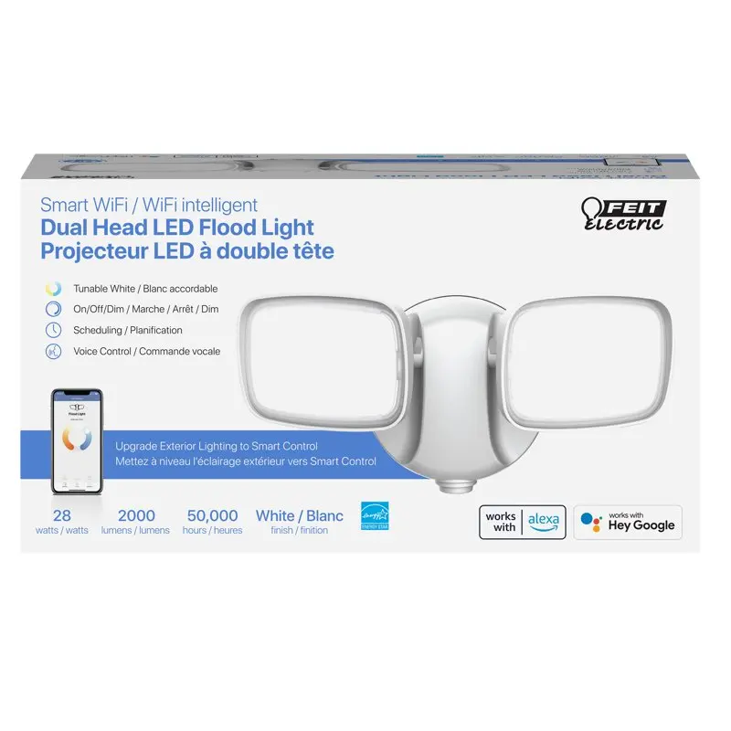 

Head Smart Security LED Flood Light, Hardwired, Tunable White, 2000 Lumens