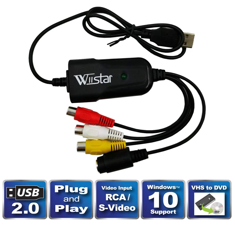 Фото Wiistar новый драйвер бесплатно USB 2,0 Карта видеозахвата для Windows 10/8/7/XP захват видео преобразователь VHS №2