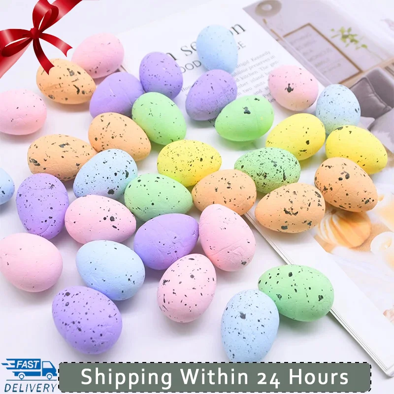 

Wholesale 20/50Pcs Foam Easter Eggs Happy Easter Decorations Painted Bird Pigeon Eggs DIY Craft Kids Gift Favor Home Decor Party