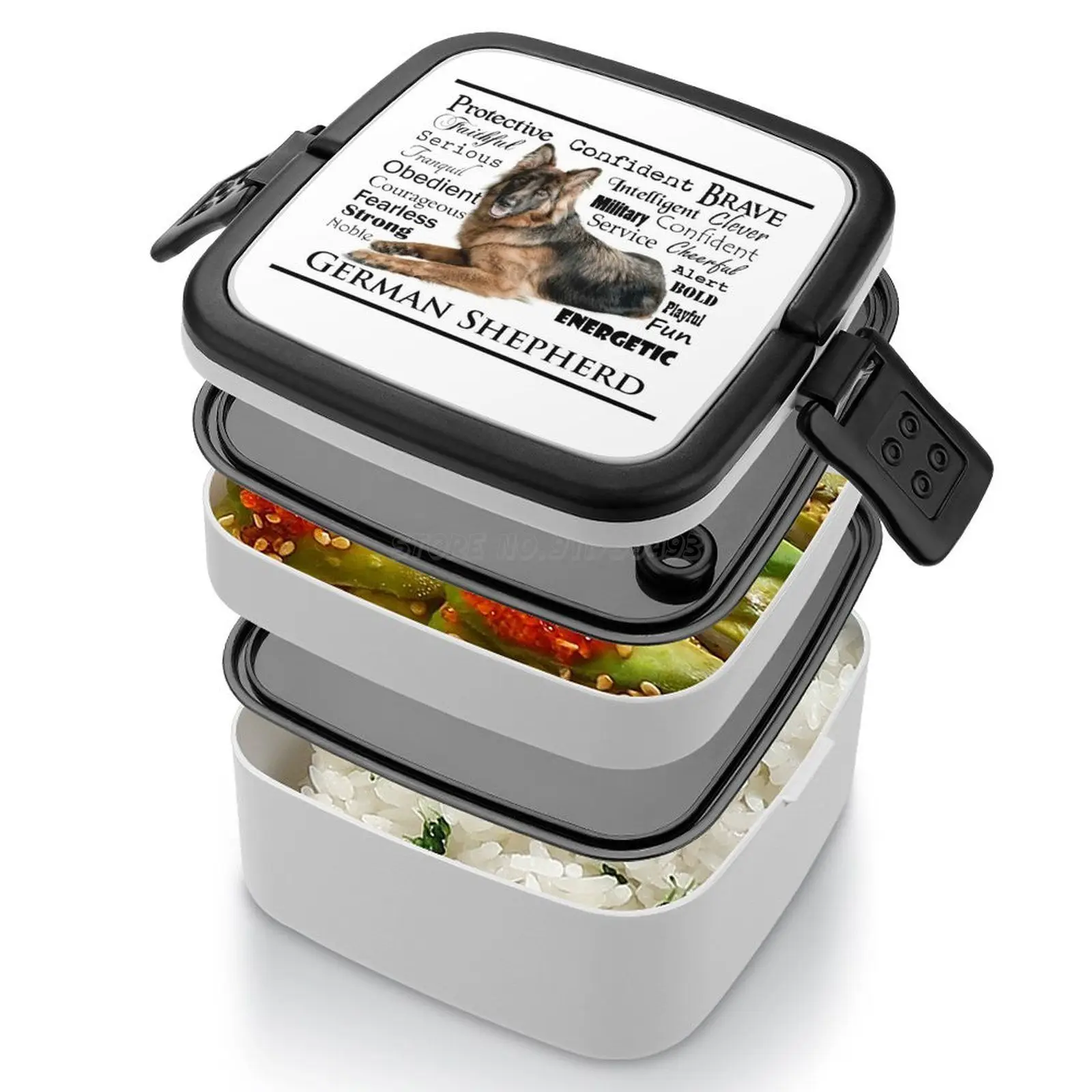 Двойная коробка бэнто немецкой овчарки портативный контейнер из полипропилена