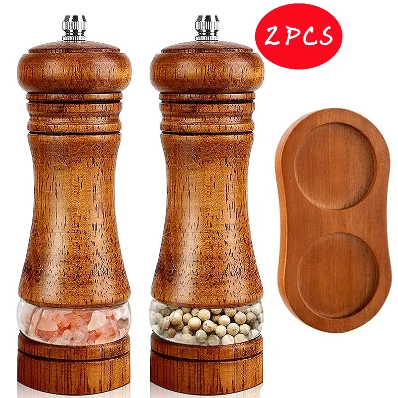 

Grinder Ceramic Inches 6 Bottle Core Grinder Solid Seasoning Wood Freshly Manual Mill Pepper And Pepper Sets Pepper Ground Salt