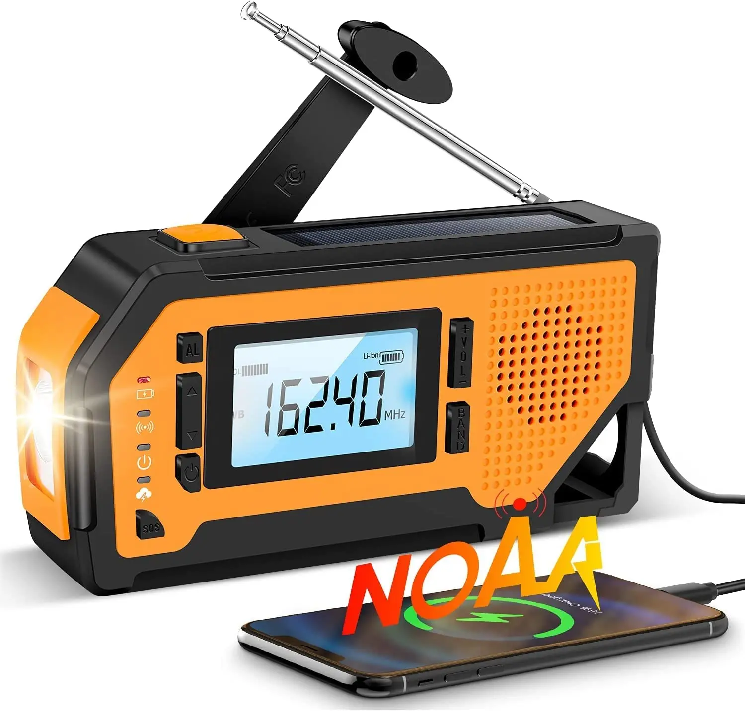 

Emergency Solar Hand Crank Radio Wind Up Battery Operated AM/FM/NOAA Weather Radio, Portable Survival Radio, SOS Alarm