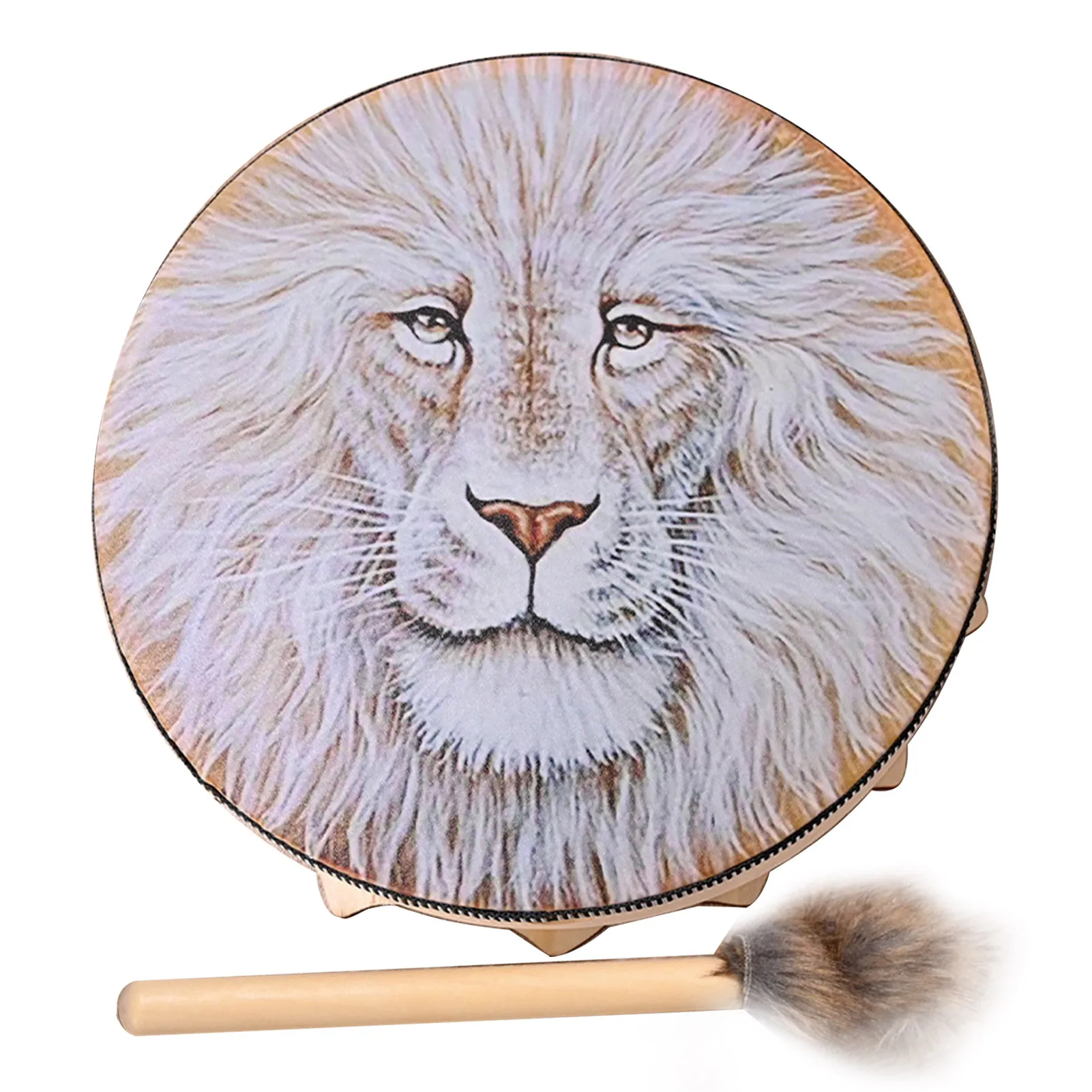 

Handmade Shaman Drum Frame Drum With Lion Totem Siberian Drum Spiritual Instrument With Exquisite Look For Meditation Yoga