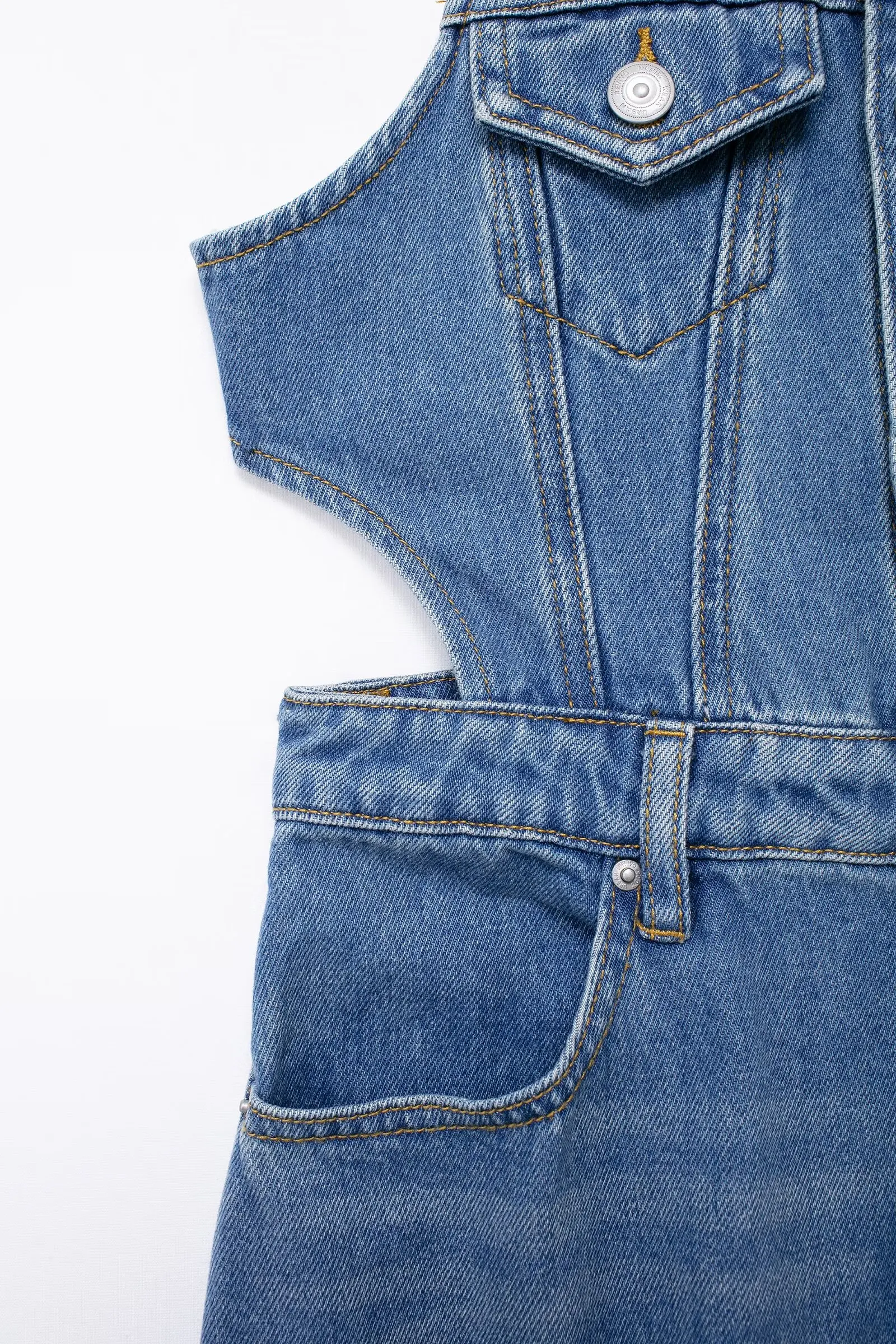 Женское джинсовое платье для отпуска TRAFZA однобортное длинное с вырезами