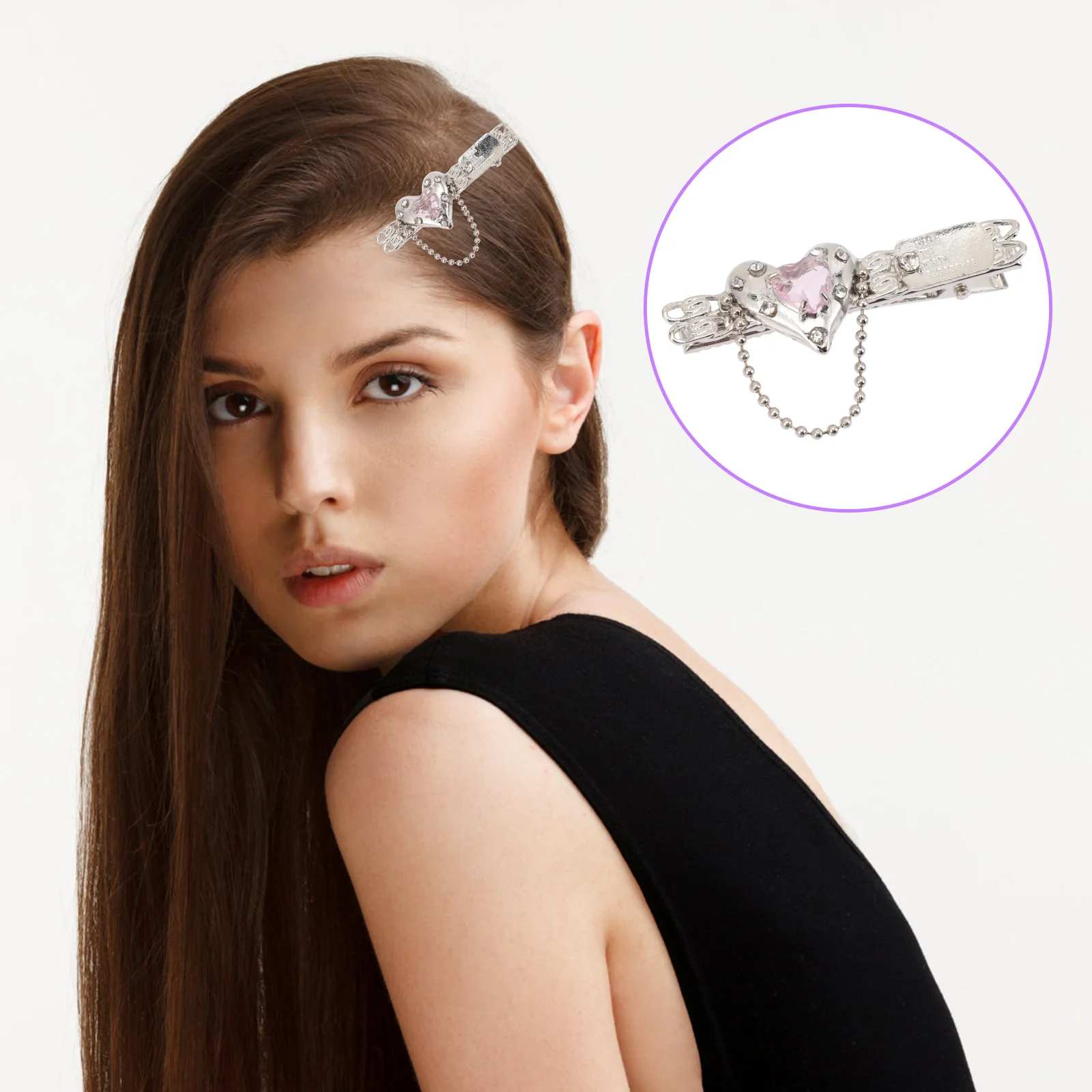 

2pcs Metal Heart Hair Clips Tassel Hair Accessories Hair Barrettes for