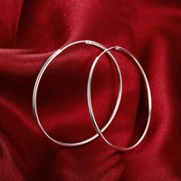 925 stamp silver color 5060mm round circle hoop earring for women party wedding christmas fashion jewelry gift gaabou jewellery