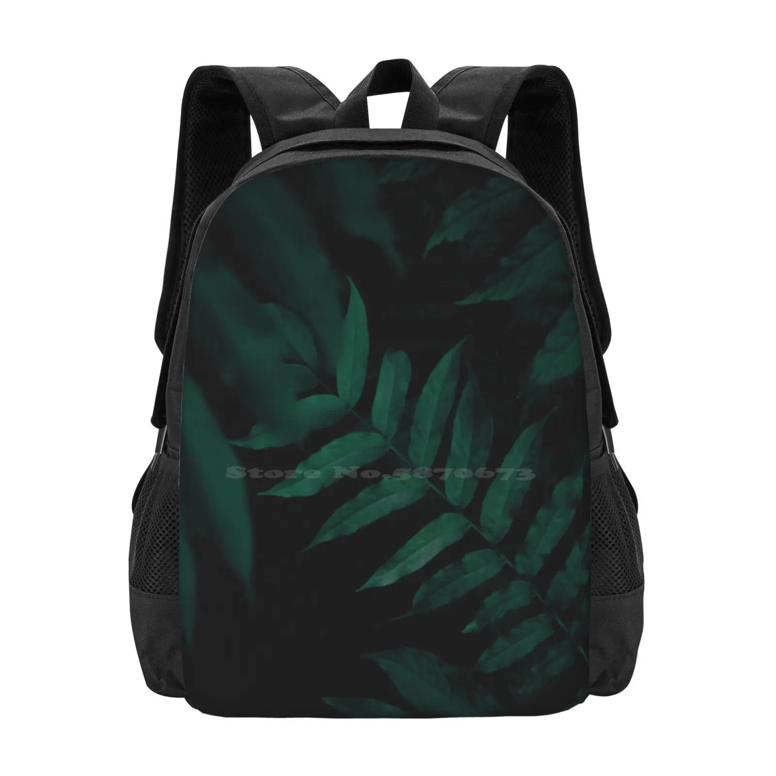 

Школьный портфель Dark Leaves Ii, вместительный рюкзак для ноутбука, натуральный лист с листьями, минималистская Минималистичная ботаника с зелеными, темными растениями