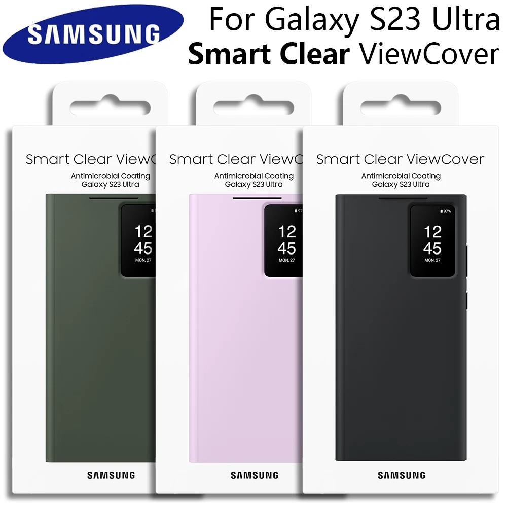 Фото Оригинальный чехол-кошелек Smart View для Samsung Galaxy S23 Ultra, чехол-флип S-View, высококачественный кожаный чехол SM-S918B №1