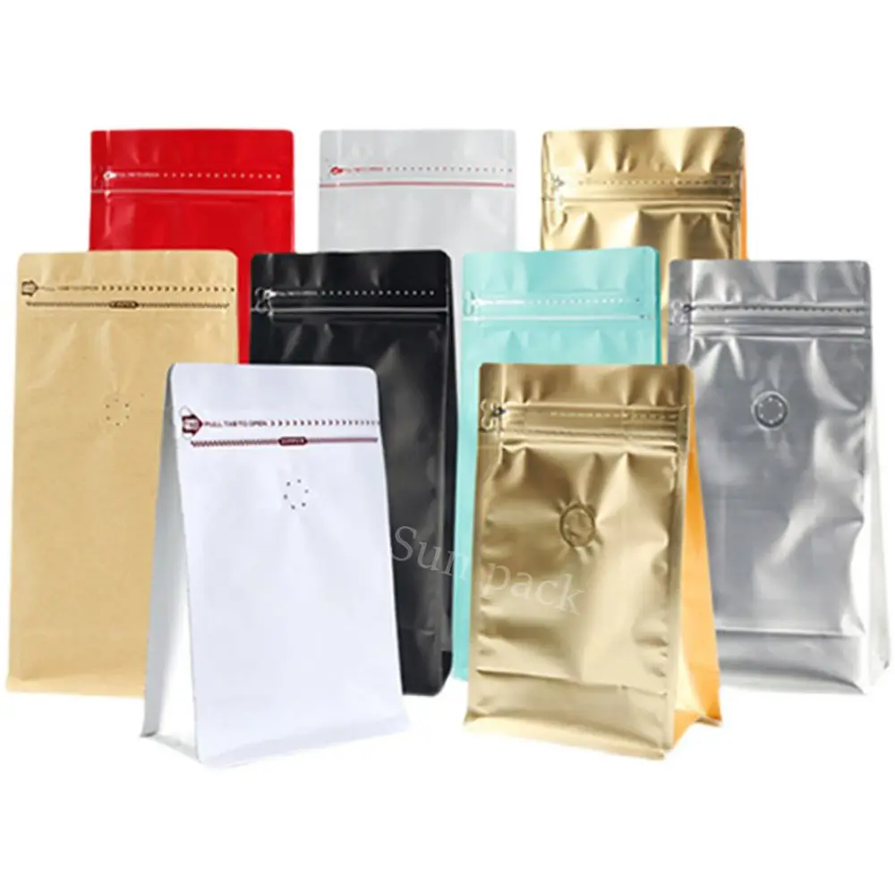 

50 шт., матовые пластиковые квадратные кофейные пакеты с клапаном