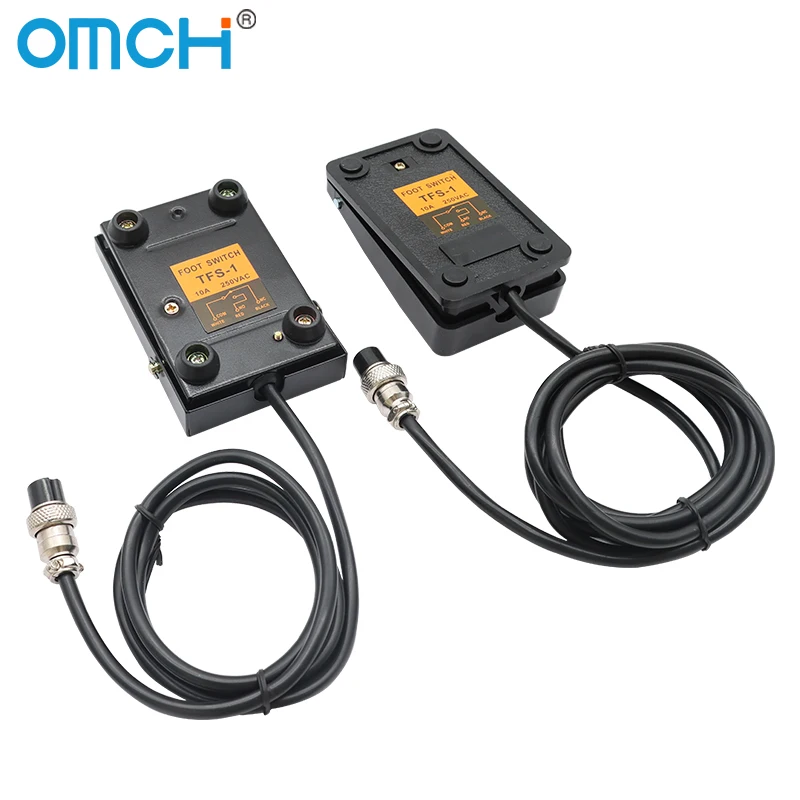 Фото Ножной переключатель OMCH TFS-1/FS-1 с кабелем 1 м/2 м, 2/3-полюсная вилка, 250 В переменного тока, 10 А, 1 NO 1 NC SPDT, переключатели управления машиной, серебряные контакты №5