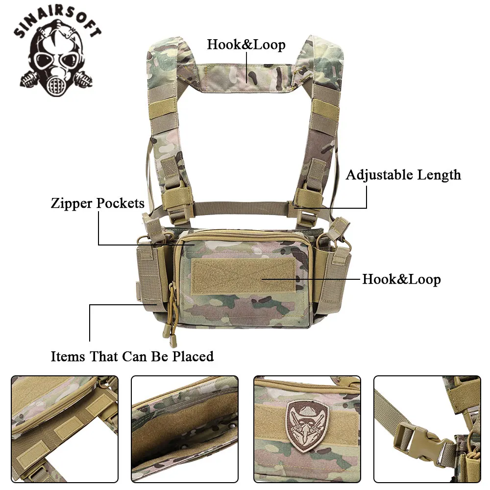 Фото Тактический нагрудный жилет SINAIRSOFT D3CR Micro с подсумками для магазинов 5.56, 7.62 и 9 мм (нейлон), для охоты и активного отдыха №3
