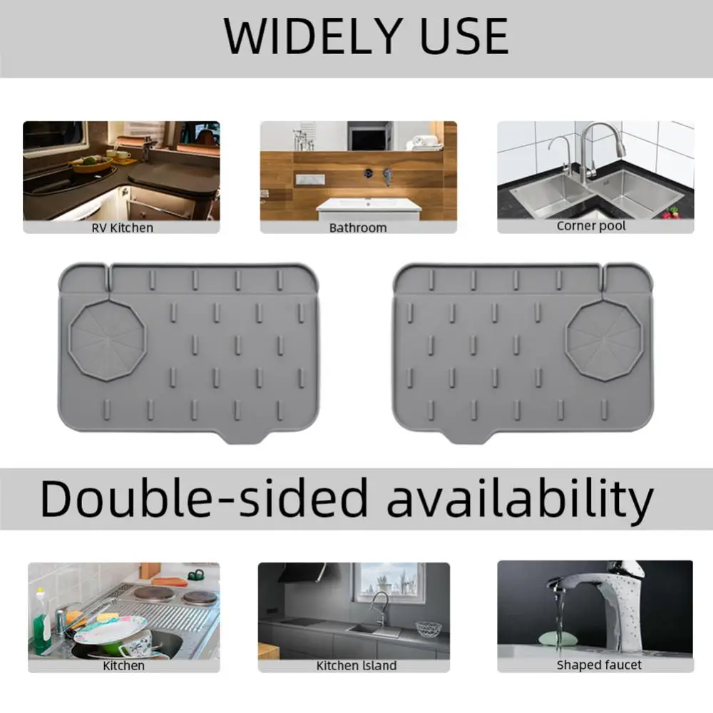 

1Pc Silicone Faucet Mat Kitchen Sink Tray Soap Dispenser Sponge Drain Sink Drying Mat Draining Rack Dish Storage Tray
