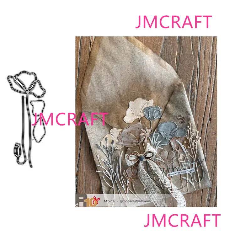 

JMCRAFT 2022 New Pretty Flowers And Grass #5 Metal Cutting Dies DIY Scrapbook Handmade Paper Craft Metal Steel Template Dies