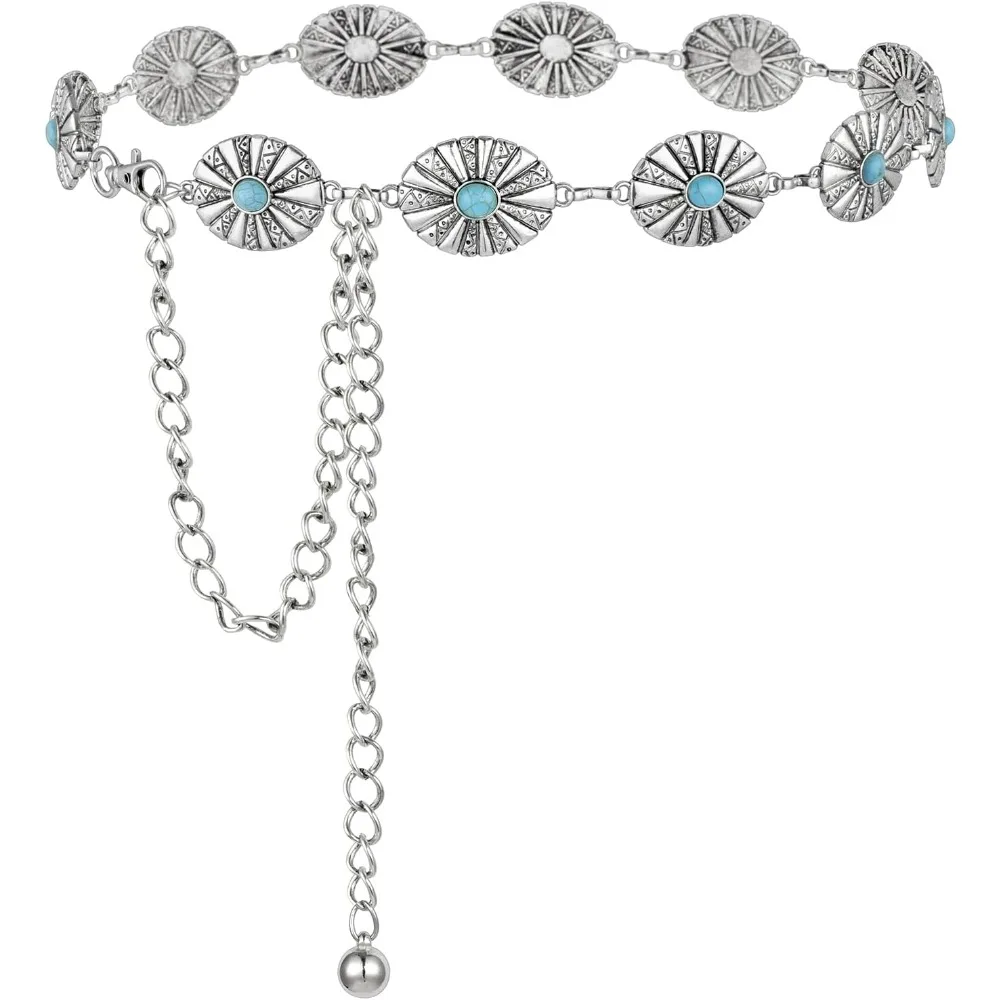 Женский ремень Farmington Concho классический с металлическими звеньями в западном