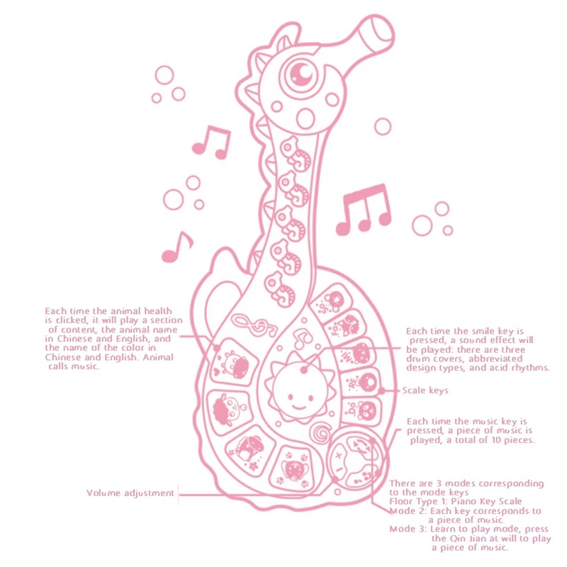 Детская музыкальная игрушка гитара гиппокампа для малышей электронная