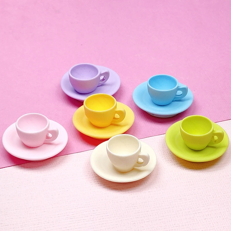 

Dollhouse Miniature Afternoon Tea Cup Saucer Model Tableware Kitchen Furniture Accessories For Doll House Decor Kids Play Toys