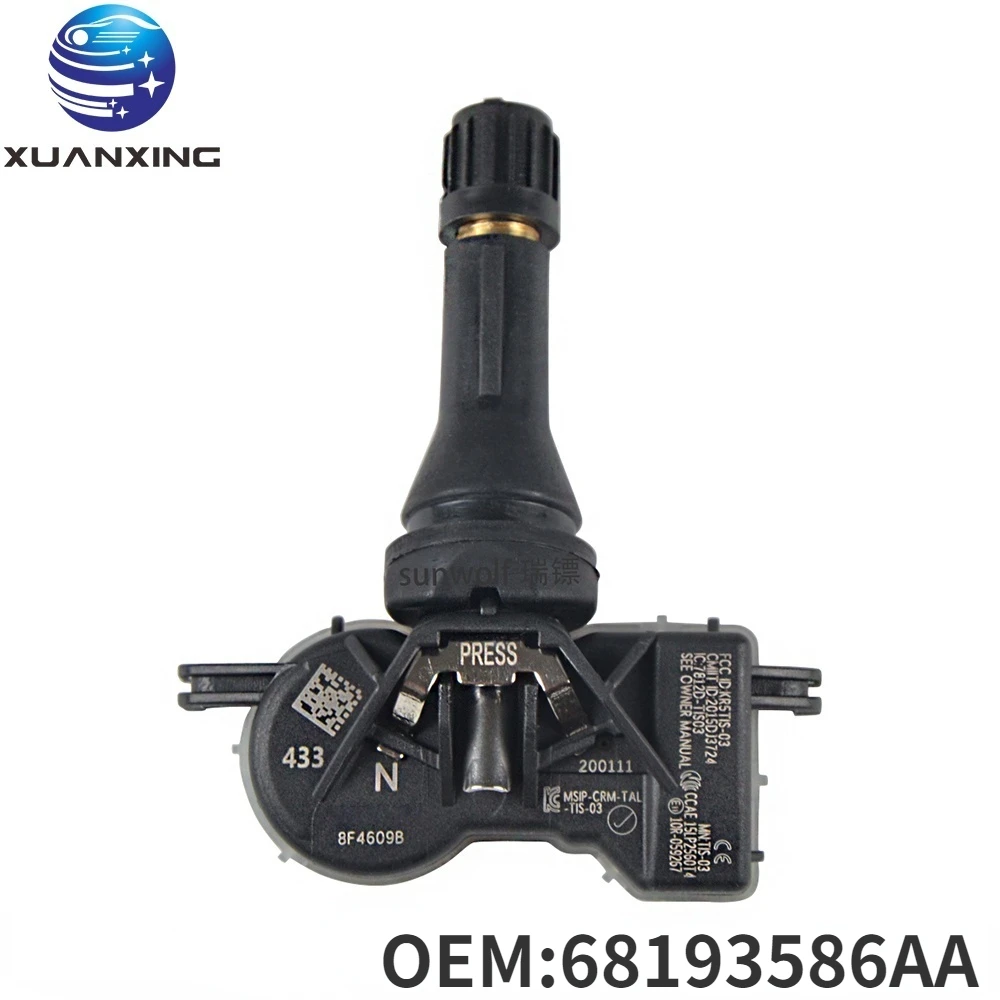 

68193586AA TPMS Tire Pressure Sensor Monitoring System 433MHz High Quality For Dodge Dart Jeep Compass