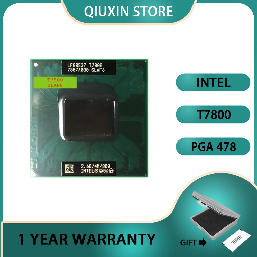 

T7800 core 2 duo processor t7800 4M 2.60 GHz 800 MHz CPU compatible with 965 chipset