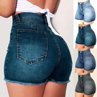 summer women shorts high waist ripped hole pockets slim denim shorts hot pants for work