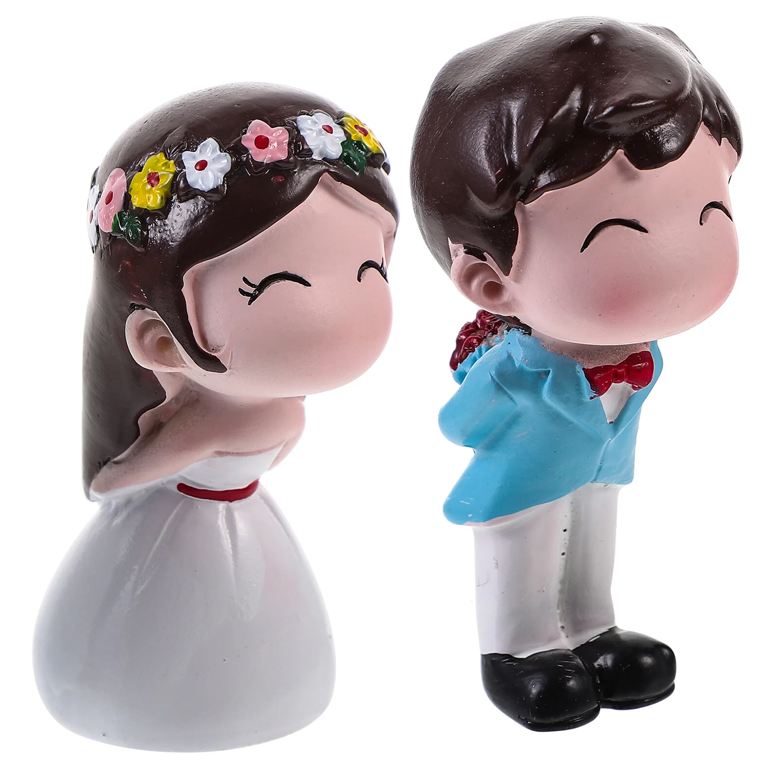 

Bride Groom Figurine Cake Topper, Kiss Couple Cake Ornament, Romantic Girl and Boy Kissing Statue for Wedding Party Cake