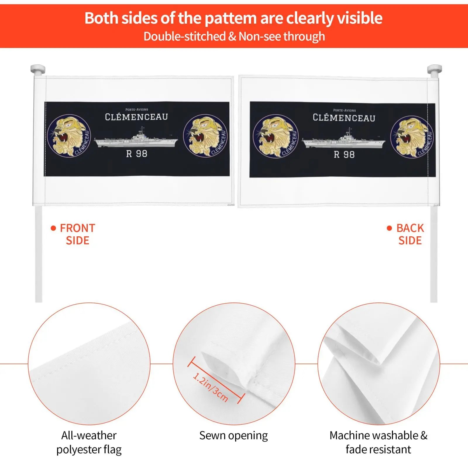 Походный Декоративный Флаг для автомобиля Французский флот-перевозчик флот R98 |