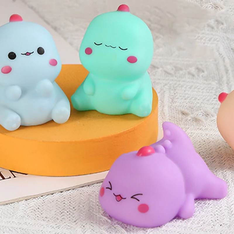

Baby Bath Toy Dinosaur Theme Swimming Water Toys Mini Colorful Soft Bathroom Floating Rubber Squeeze Sound Bath Toy For Kids New