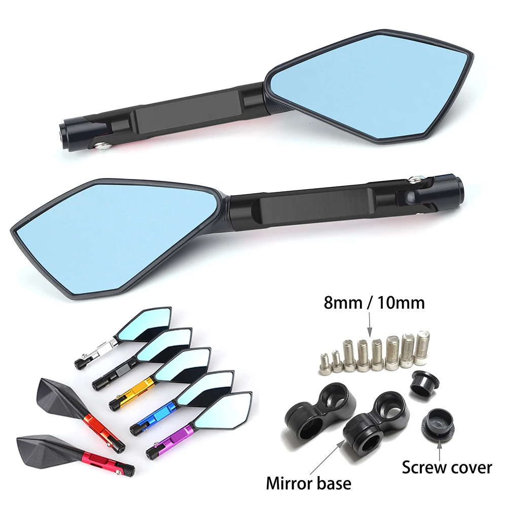 

Motorcycle CNC Aluminum Rear View Mirrors Blue Anti-glare Mirror FOR HONDA CB 500F CB 1000R CB 1100F FOR KAWASAKI NINJA 250R