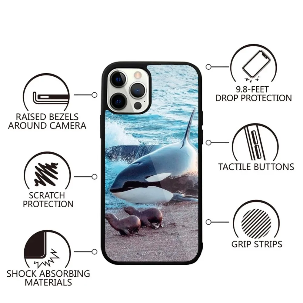 Чехол для телефона Killer Whale Orca с сильным магнитом IPhone 15 14 13 Pro Max Plus 11 12 Мини
