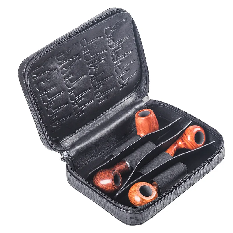 

Multifunctional Smoking Pipe Bag Portable Set Lizard Pattern 4 Bucket Large Capacity Travel Handbag tobacco Pipe Accessories