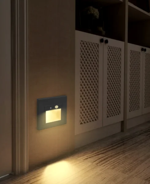 Утопленный светодиодный настенный светильник лестничный с датчиком движения