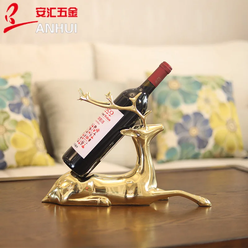 

Living Room Copper Deer Wine Rack Decoration European Style Creative Upscale Luxury Modern Soft Decoration Bottle Shelf Home Fur