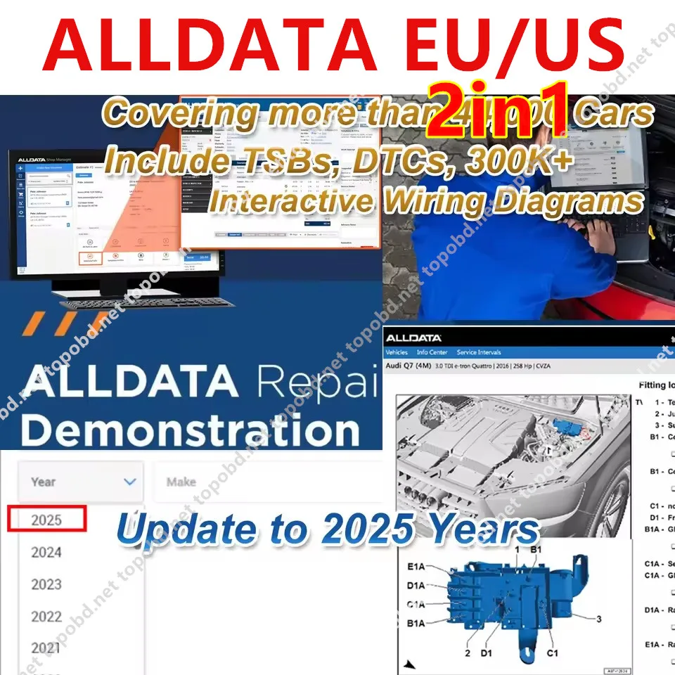 2025 alldata onlien ЕС или США 2 в 1 новейшее программное обеспечение для ремонта