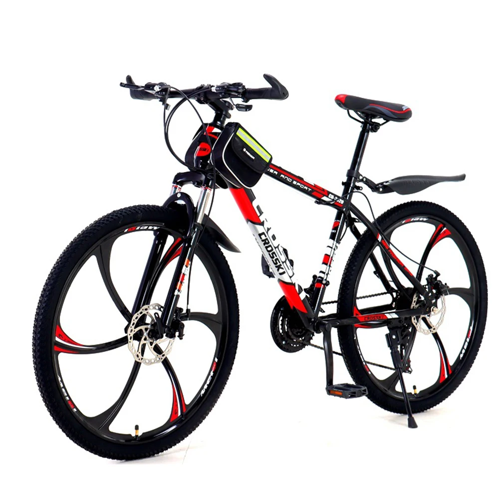 Front and Rear Mechanical Mountain Bicycle with Disc Brakes, Rigid Frame, Carbon Steel, 24 Inches, 27 Change Speed Bike