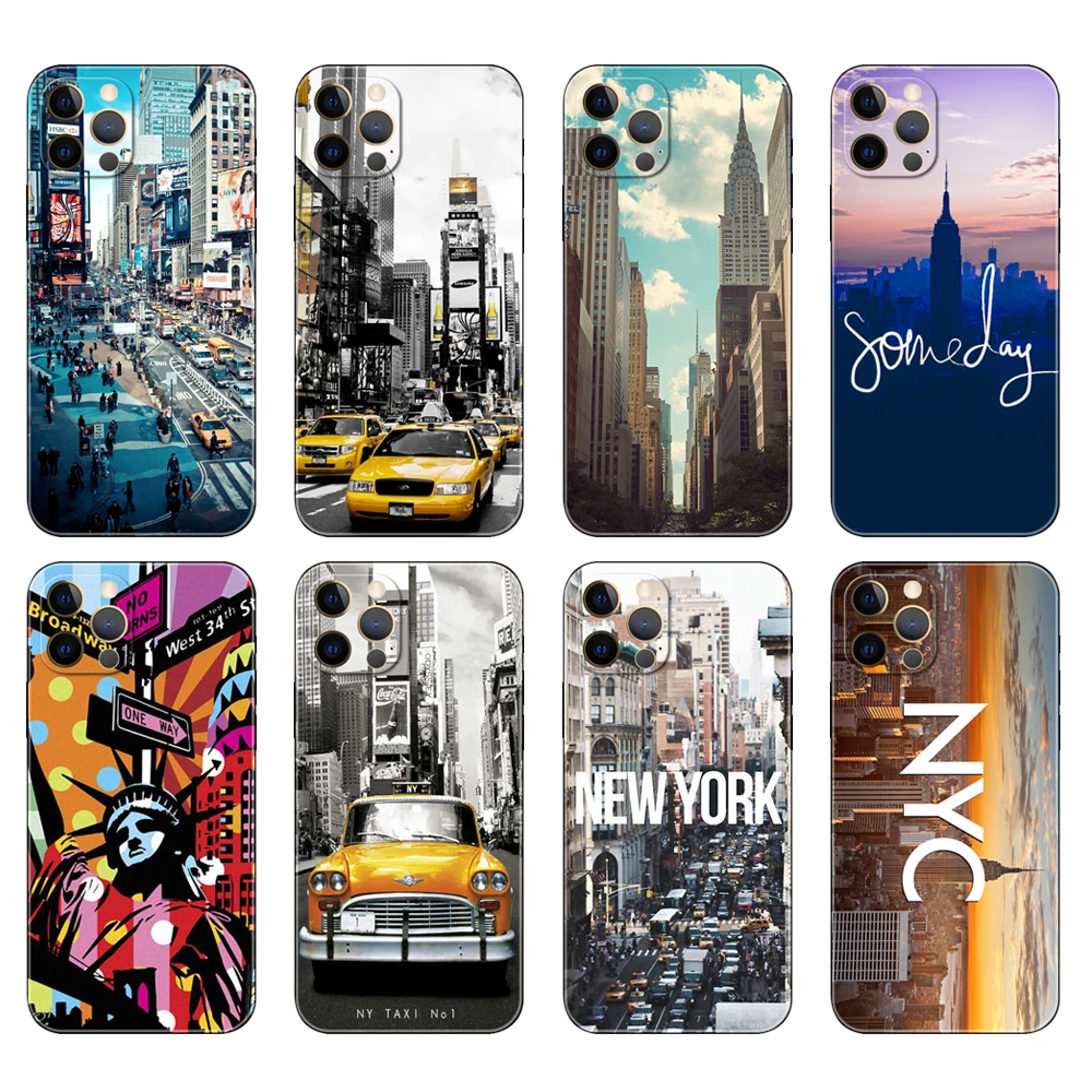 Черный чехол из ТПУ для iphone 5 5s se 2020 6 6s 7 8 plus x 10 XR XS 11 12 13 mini pro MAX задняя крышка NYC
