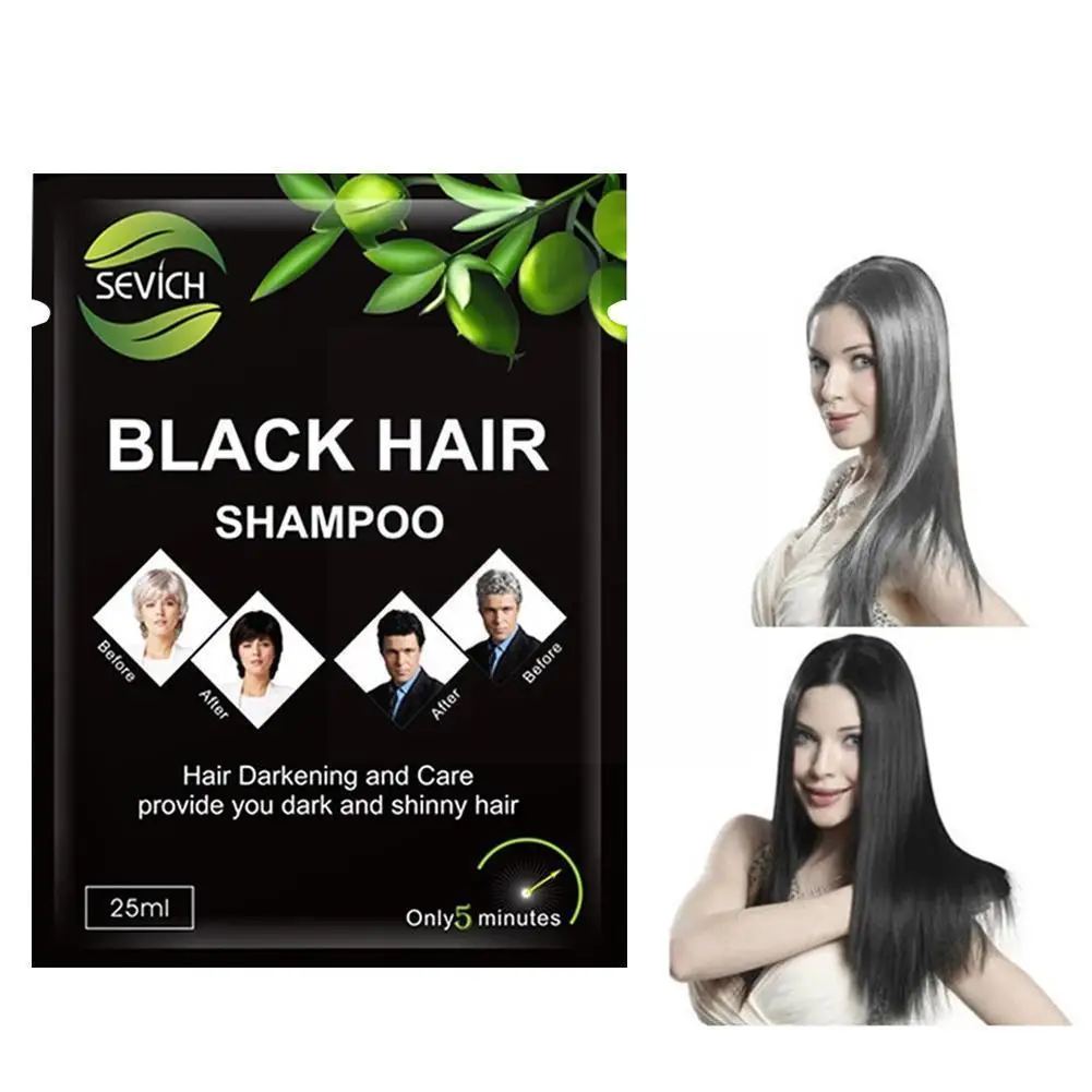 

25ml Fast Black Hair Shampoo White Become Coloring Smooth Brighten Safe Plant Care Health Grey Hair Removal Beauty Q1N7