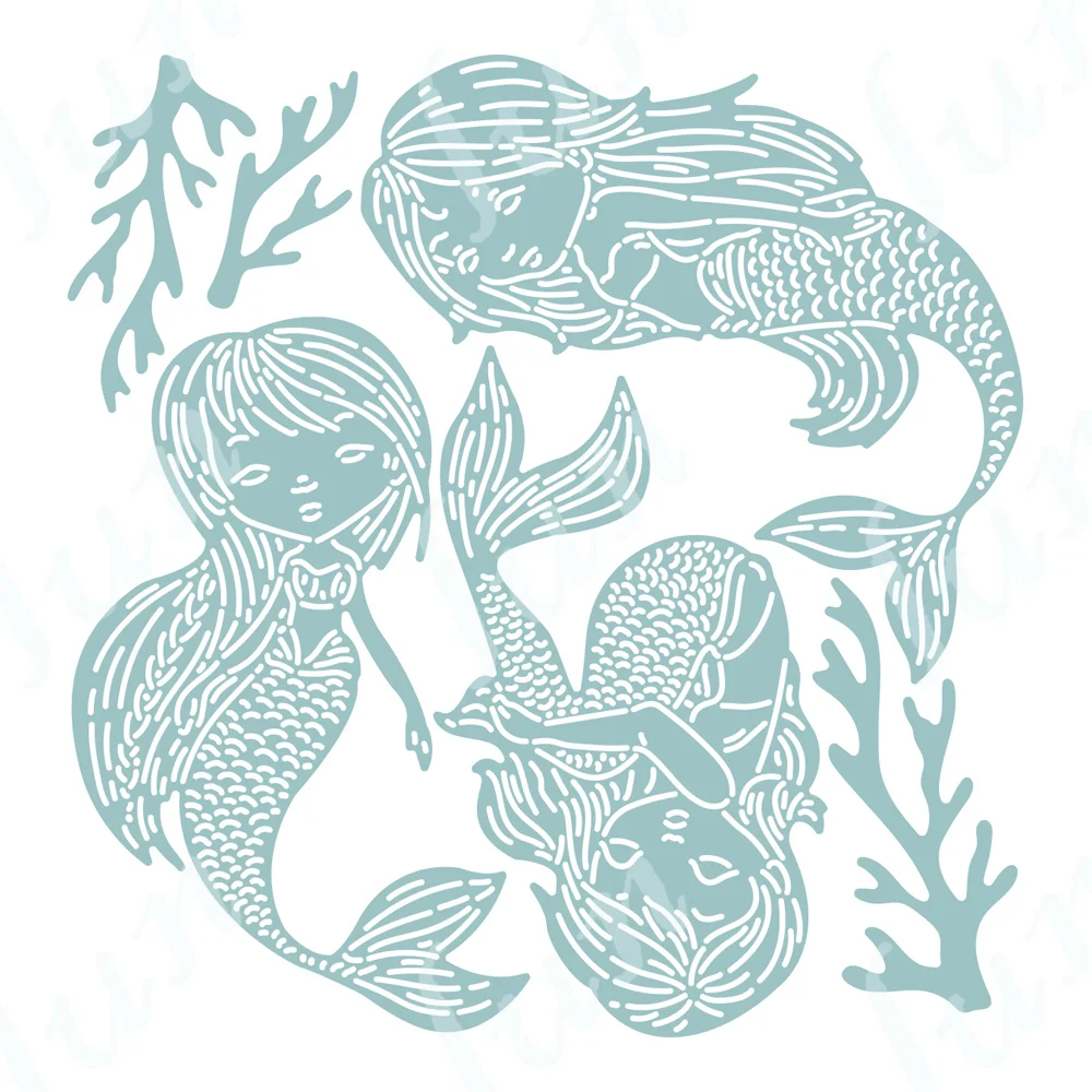 

Diy Hot Sale New Mermaids Metal Cutting Dies Handmade Make Greeting Cards Coloring Scrapbooking Diary Decoration Embossing Molds