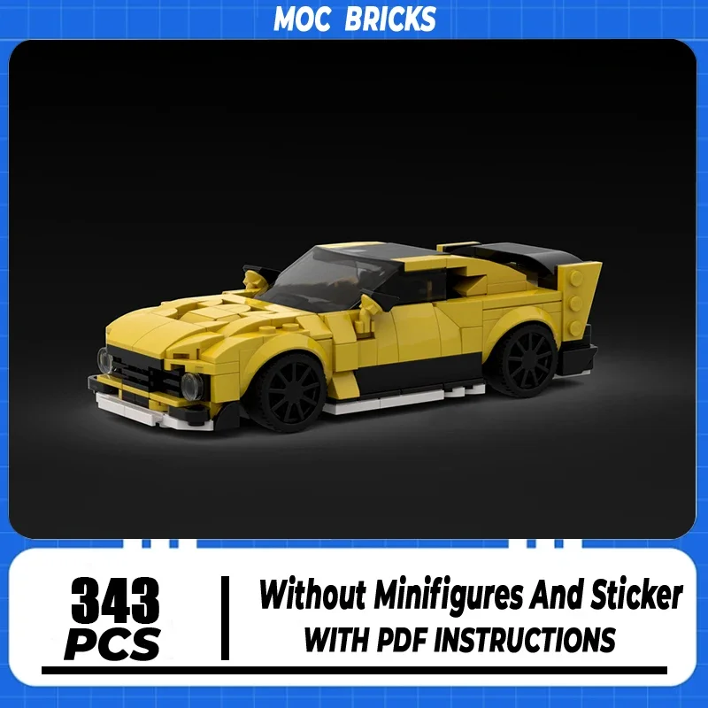 Фото Модель чемпионов скоростных автомобилей Moc, строительные блоки, желтый супер спортивный автомобиль, кирпичи, сделай сам, сборка, строительная игрушка, праздничные подарки №1