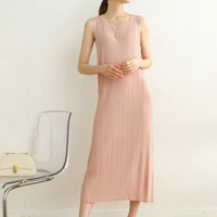 summer minimalism design dress sleeveless tank top elegant pleated dress