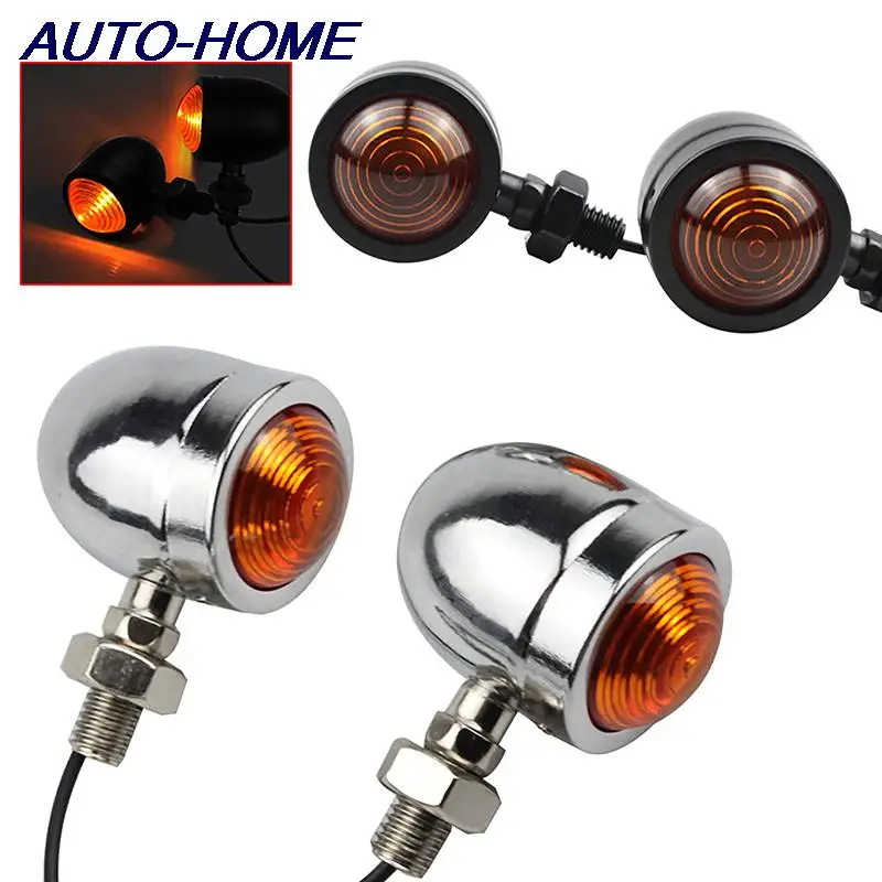 

Amber Motorbike Blinker Headlight 12v Indicator Lamp Bullet Chrome 2PCS Black Motorcycle Turn Signal Light