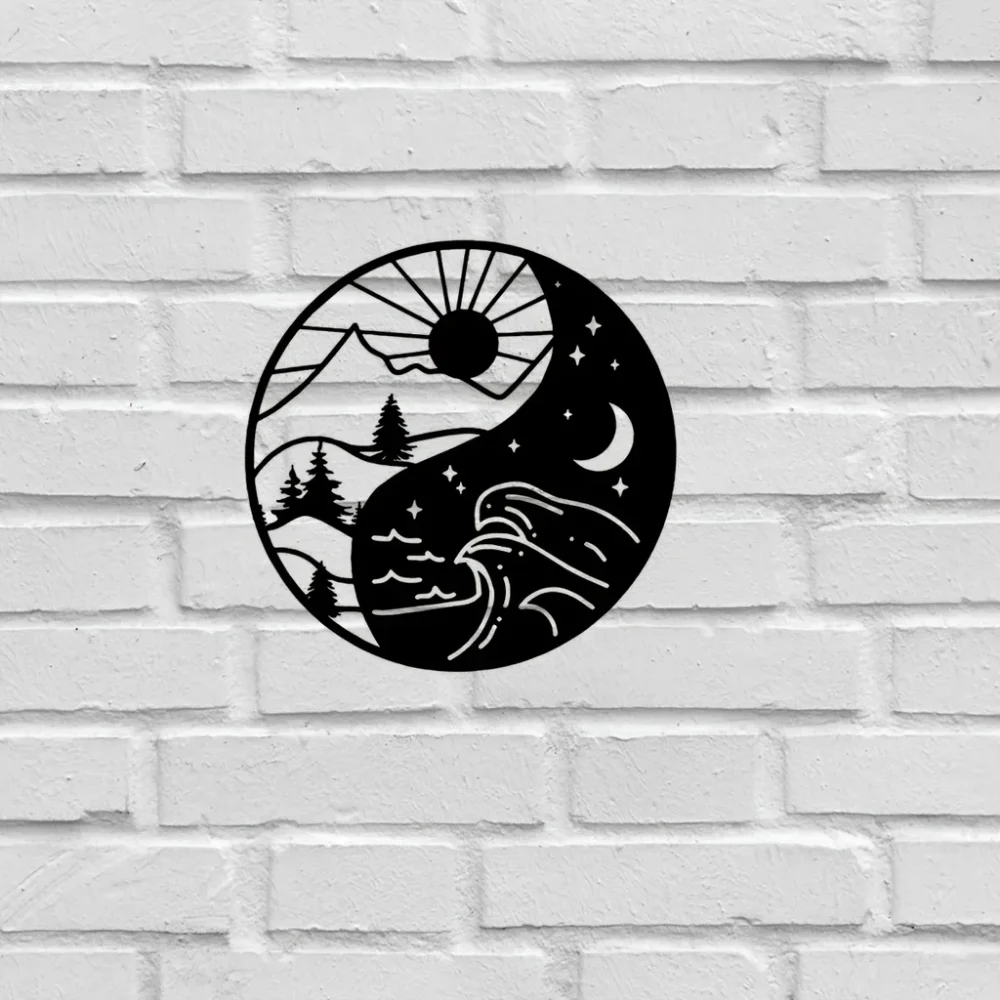 Непыльный Настенный Металлический Декор С Лунным Солнцем И Звездами. Уникальный