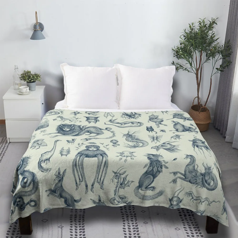 

Beings And Creatures Sublimation Flannel Luxury Bed Anti-Pilling Flannel Picnic Throw Blanket