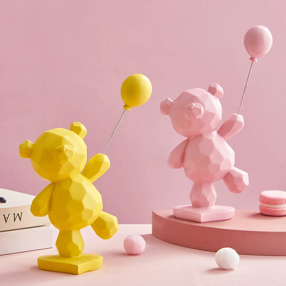 

Balloon Bear Statue Home Decoration Resin Animal Model Creative Geometry Sculpture Living Room Decoration Girl Birthday Gifts