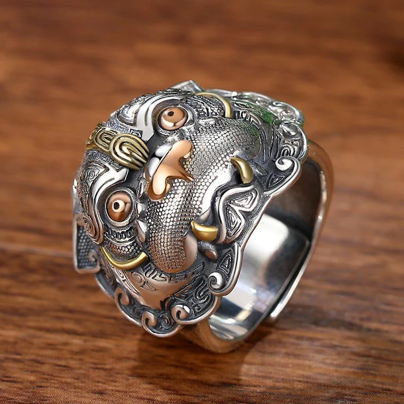 

New Style Brave Ring Male Tide Opening Retro Men's Ring Lucky Personality Gluttonous Pattern Single Ring Jewelry Accessories
