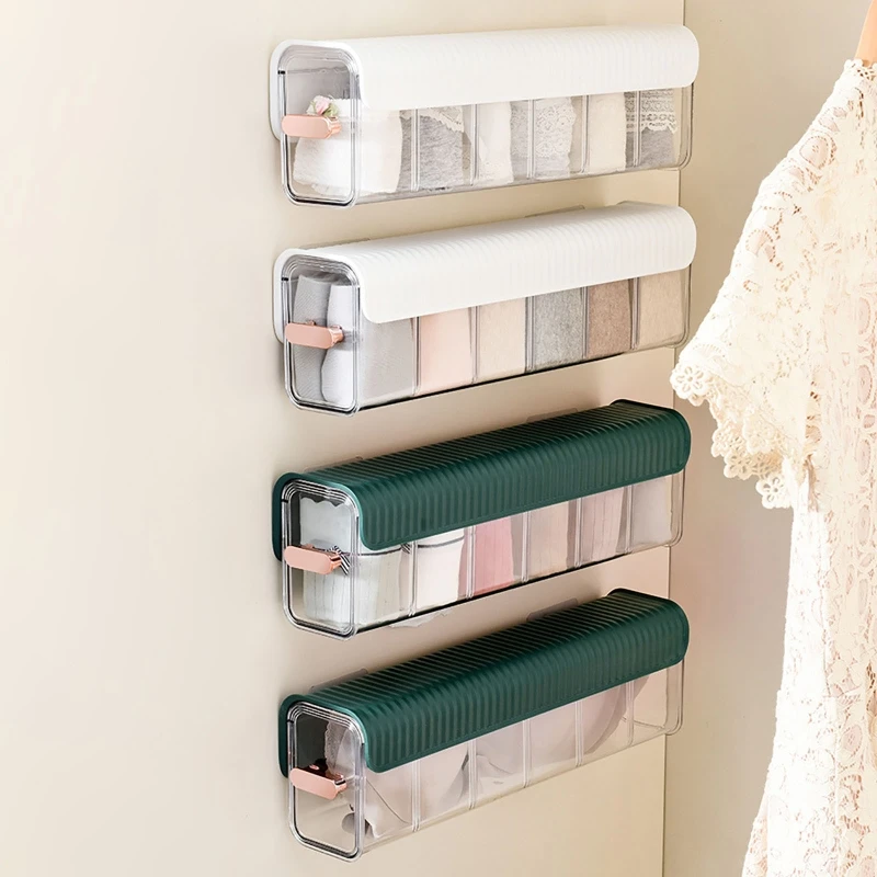 

Charging Box Storage Storage Organizer Panties Gridtransparent Cable Closet Box Underwear Wall 6 Socks Hanging Bedroom Storage