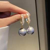new trend personality diamond pearl earrings female retro temperament simple light luxury geometric earrings new year gift