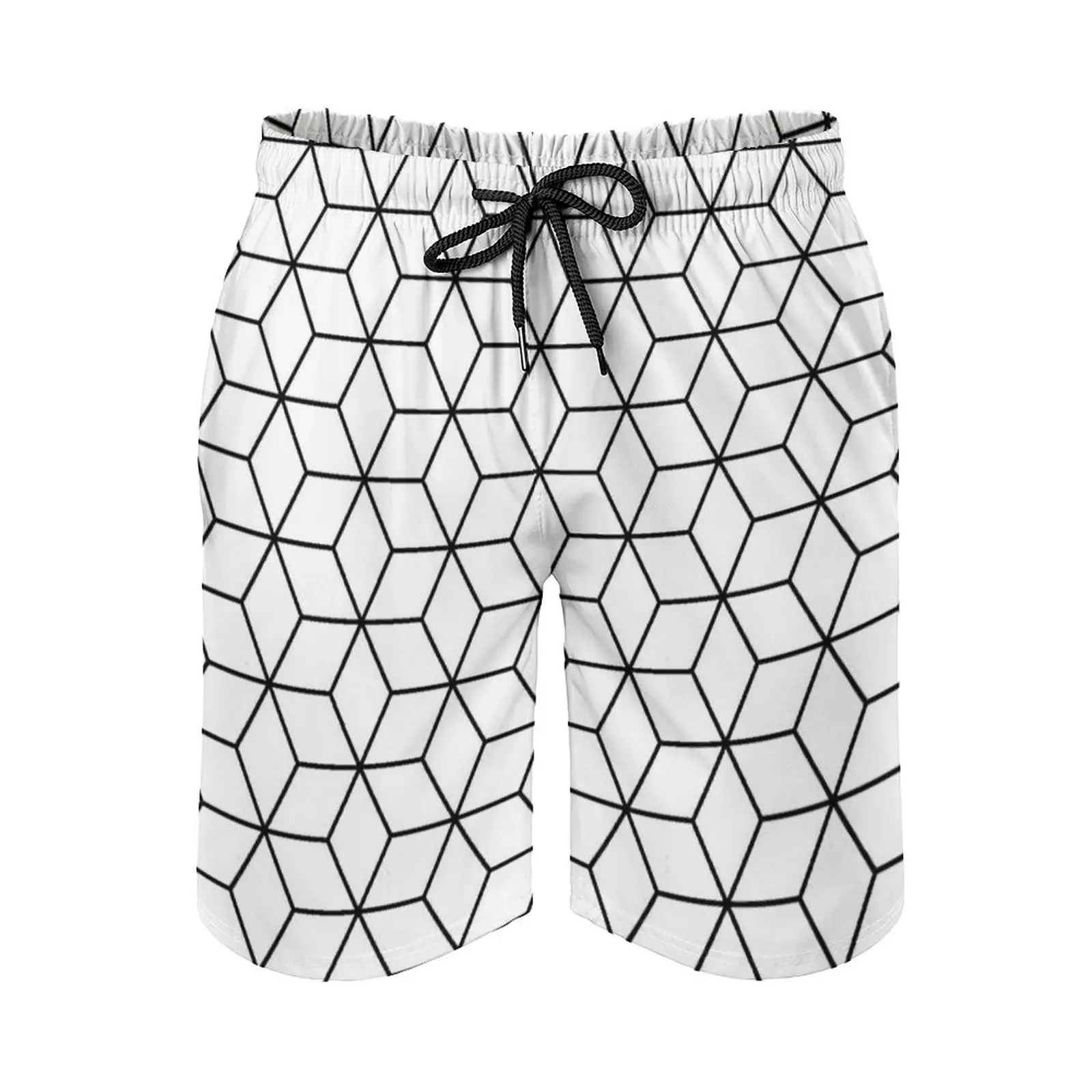 

Sacred Geometry Pattern In Black And White Men's Sport Running Beach Shorts Trunk Pants With Mesh Lining Trunks Shorts Minimal