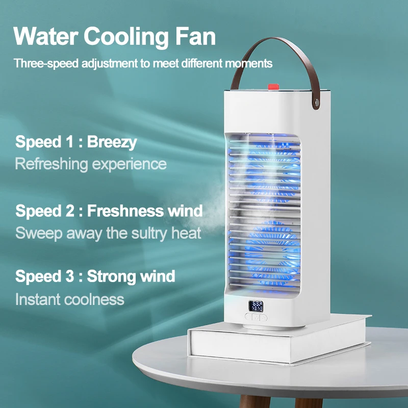 Summer Portable Air Conditioner in 7 Color Light Water Cooling Fan with Humidifier Rechargeable Standing Fan for Home Room