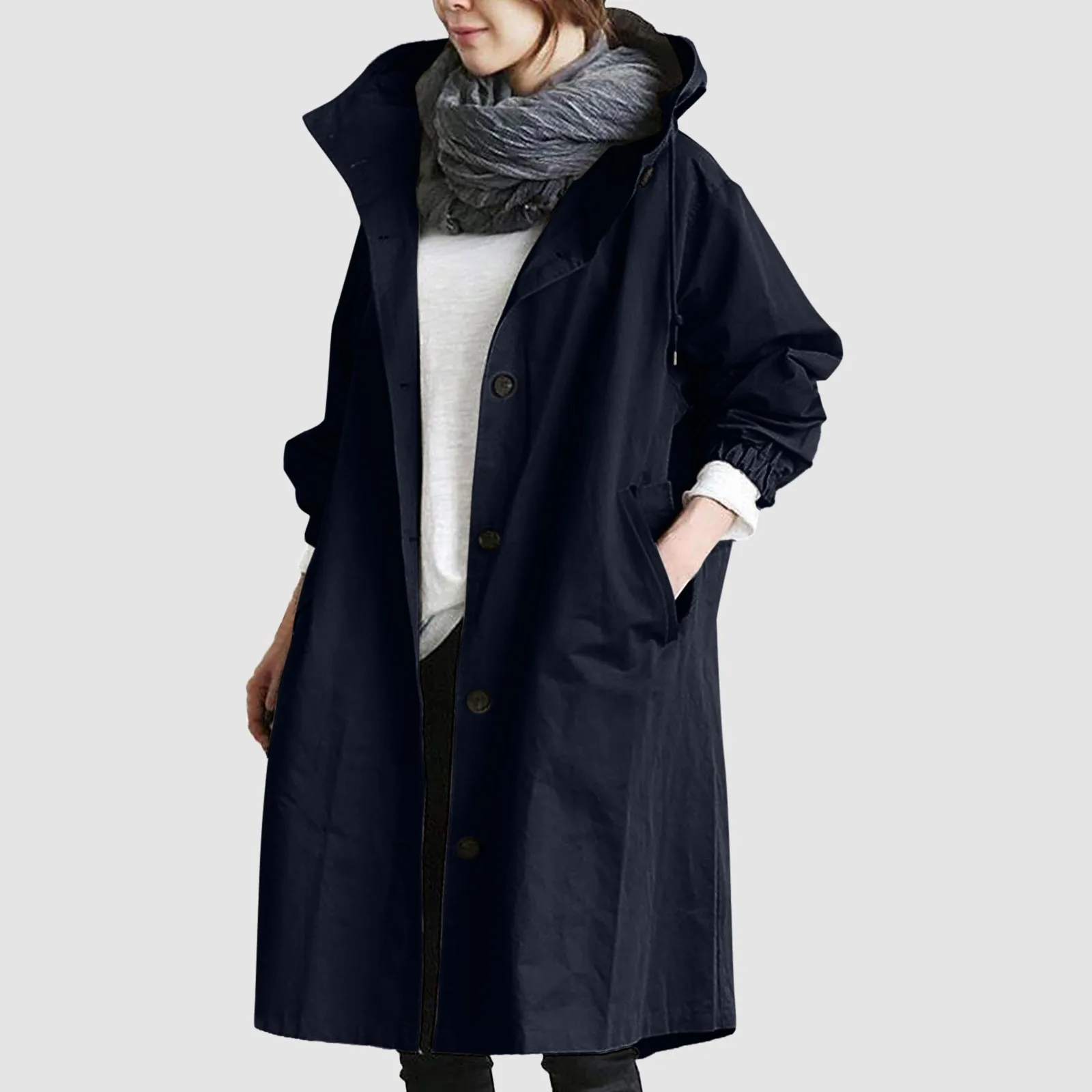 

Loose Comfortable Hooded Coat Outwear Womens Elegant Windbreaker Wild Winter Women's Coat Womens Rain Coat