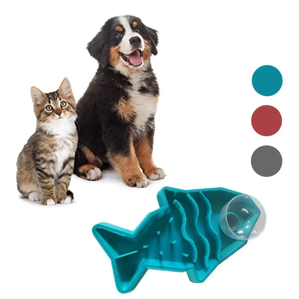 

Fish Shape Silicone Lick Mat Non-slip Slow Feeding Food Bowl Bowl Pet Licking Mat Puppy For Cats Fish Shape Slow Feeder