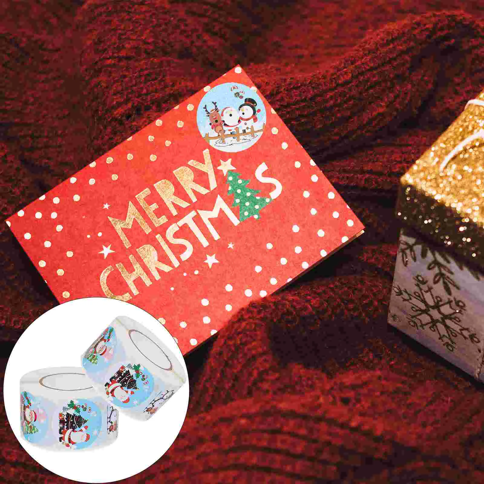 

Christmas Label Stickers Roll Round Xmas Adhesive Decorative Gift Self Labels Tag Sticker Seal Envelope Holiday Winter Wrapping